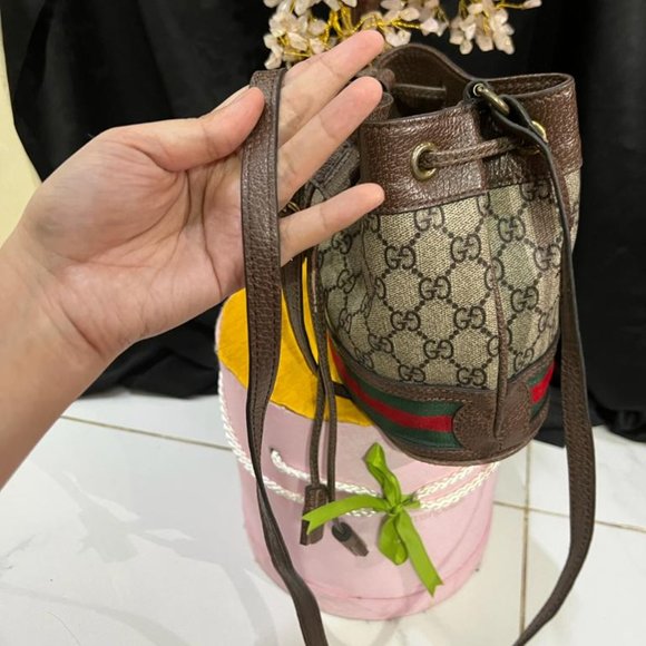 Gucci Ophidia GG Mini Bucket Bag Beige Brown Green Red Supreme 550620 - Picture 4 of 8